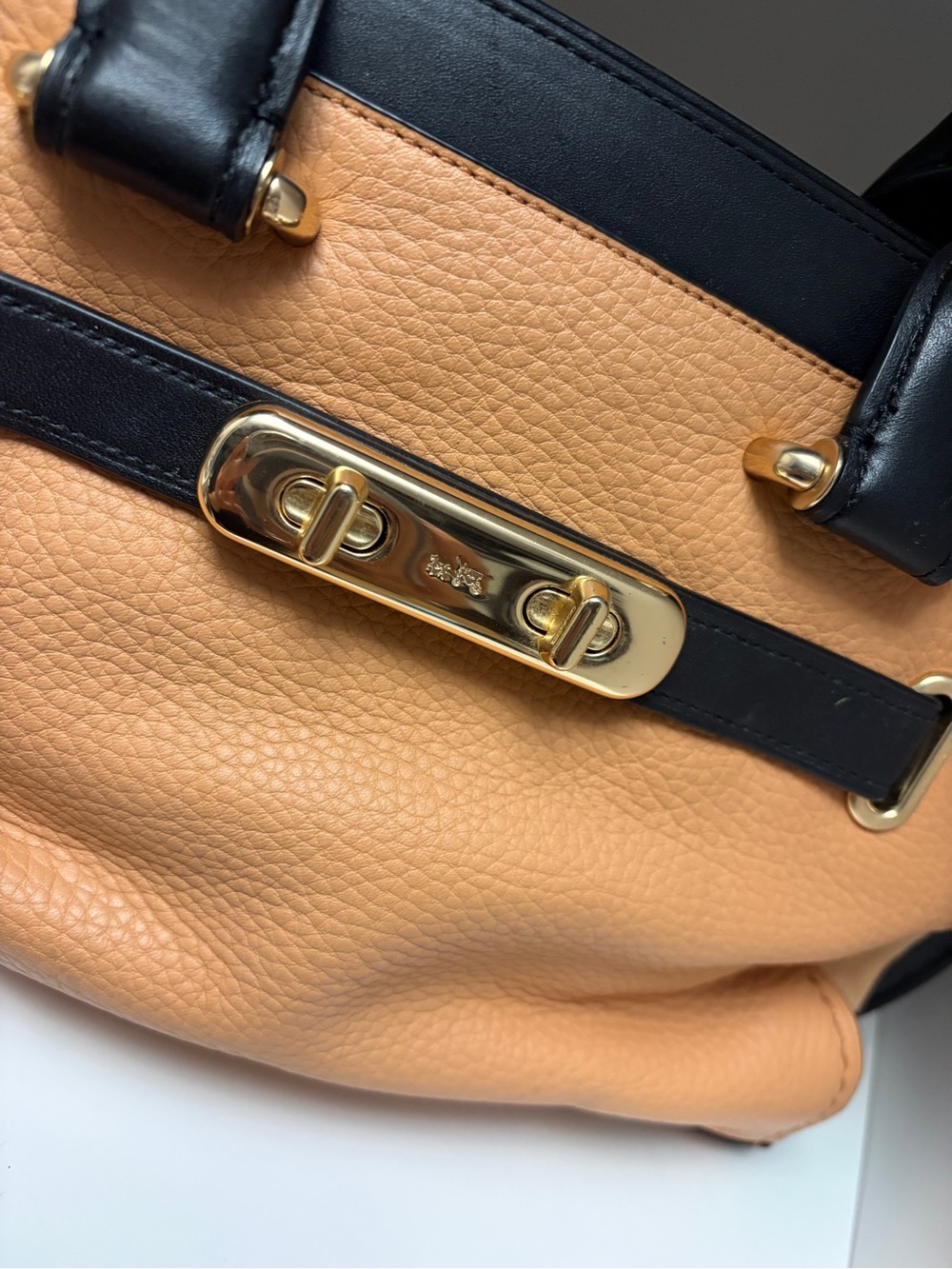 Coach Leather/Suede Two-Tone Satchel HANDBAG